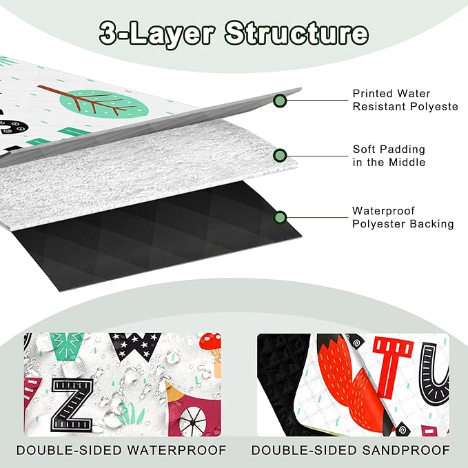 Poedist Extra Large Picnic Blanket Waterproof,80"x 80"Foldable Machine Washable Beach