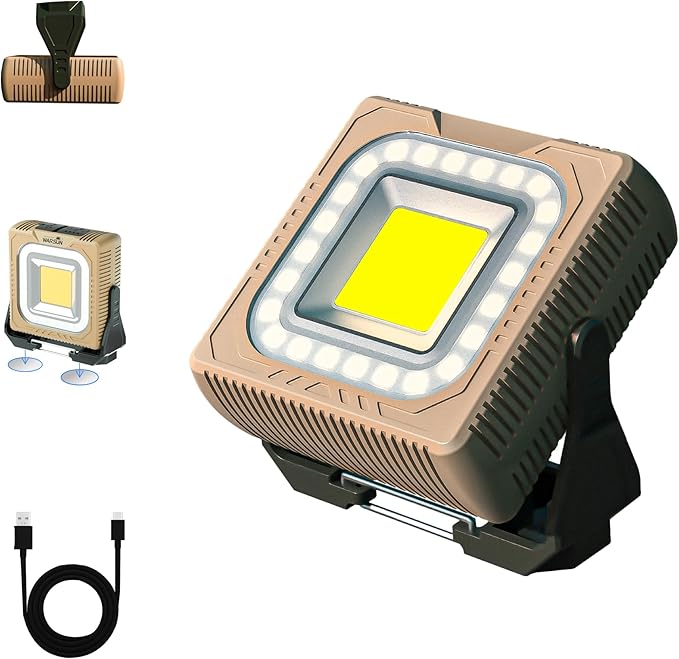 WARSUN Rechargeable LED Camping Lantern Mini Tripod Work Light 6 Modes, 1000 LM High Lumens