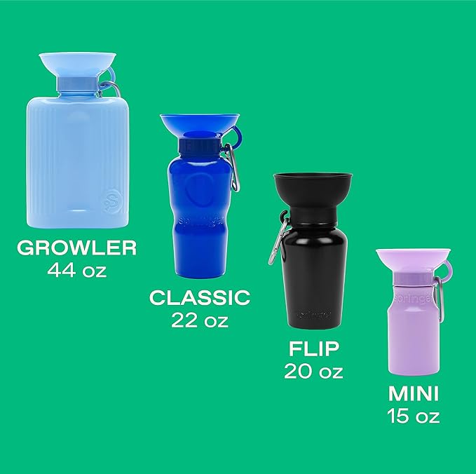 Springer Flip Portable Dog Water Bottle with Foldable Food Grade Silicone Bowl - 20 Ounce Travel