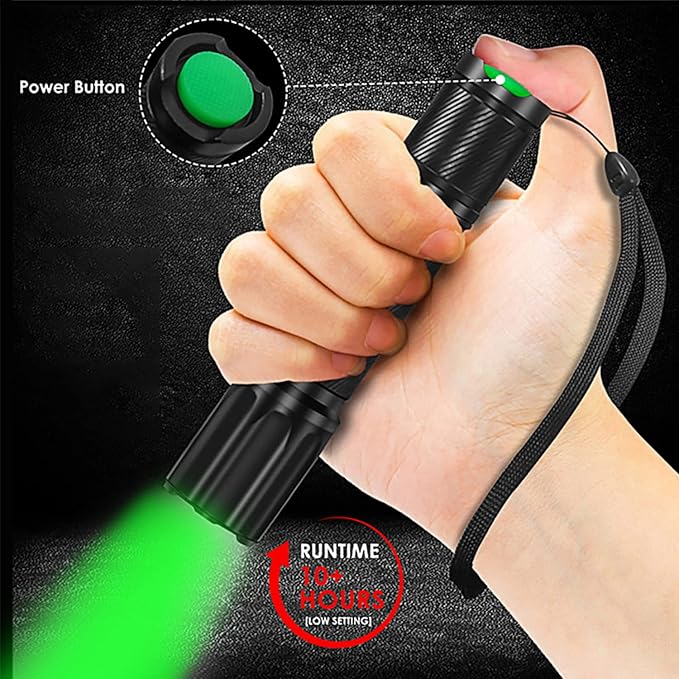 ULTRAFIRE Hunting Green Flashlight - 382 Yards Green Light Predator Light 520nm-540nm Green