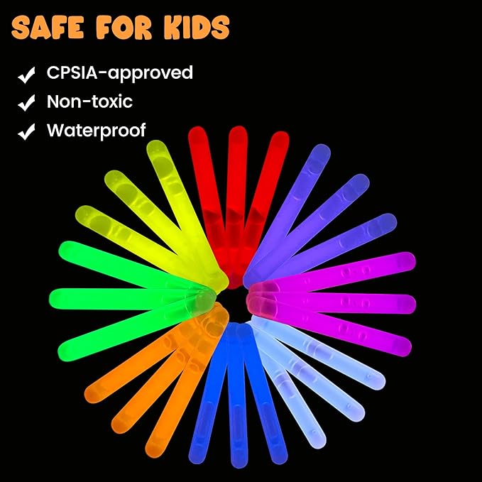 POPGIFTU 200 Mini Glow Sticks Bulk Pack, 8 Bright Colors 1.96" Glow in the Dark Sticks for Easter