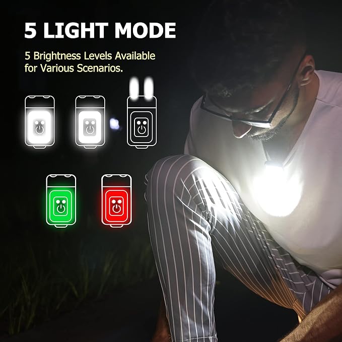 800Lumens 2Pack Running Light, Rechargeable Headlamp Clip on Lights with Red/Green Lighting Night