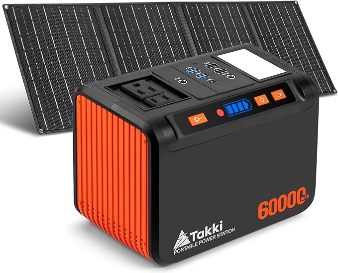 Takki Solar Generator 250W Portable Power Station with 40W Solar Panels 222Wh Pure Sine Wave