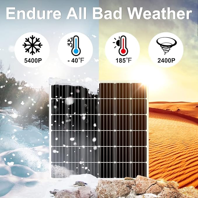 DOKIO 150W 18V Monocrystalline Solar Panel for 12V Systems, MC4 Connector, Aluminum Frame