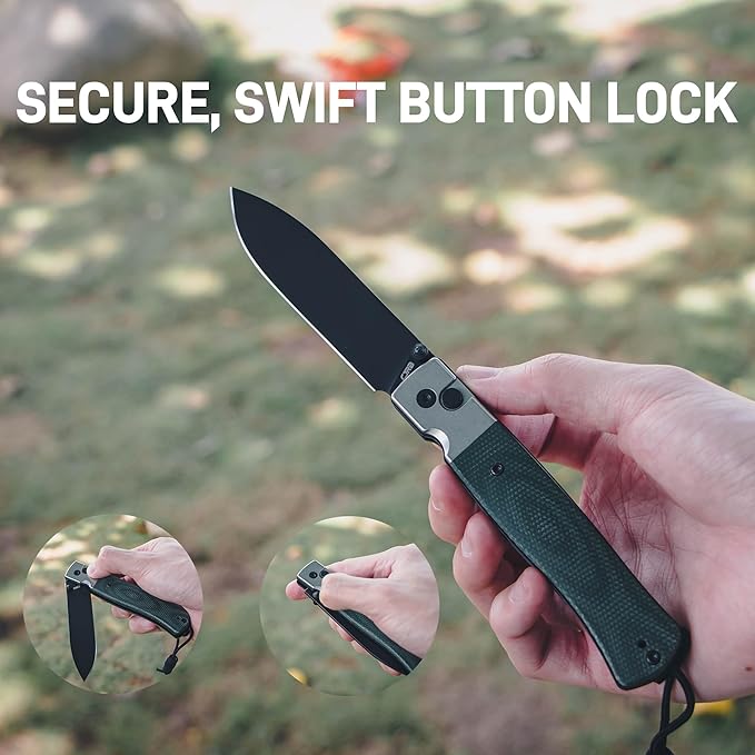 CJRB Glacier Pocket Knife, 3.54'' AR-RPM9 Steel Blade EDC Knife with Micarta Handle for Men Women