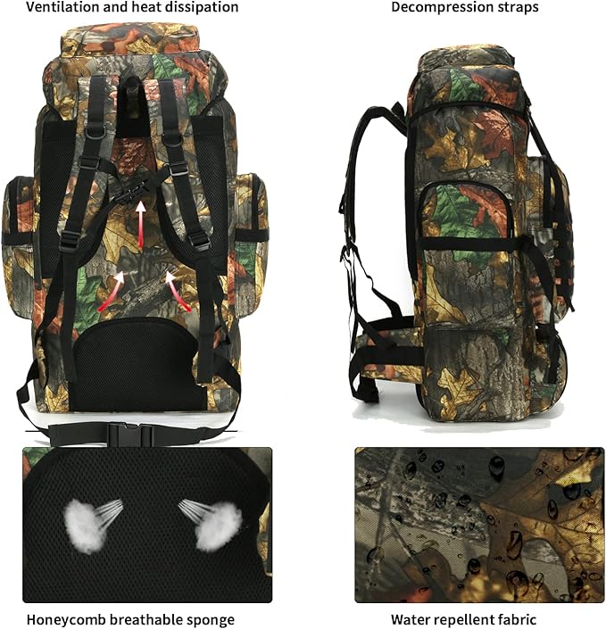 Hiking Backpack for Men 70L/100L Camping Backpack Military Rucksack Molle 3 Days Assault Pack for