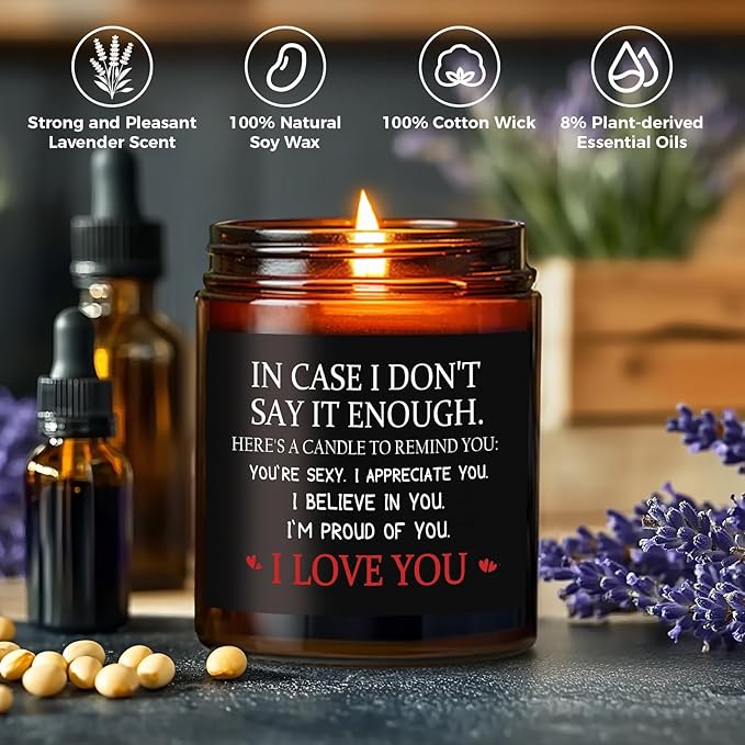 MOASITN Valentines Day, Birthday, Anniversary Candle for Men, Women, Unique & Funny I Love You