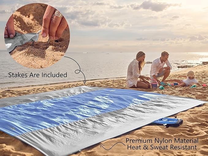 WEKAPO Beach Blanket Sandproof Waterproof, Extra Large Beach Mat, Oversized & Compact Sand Free Mat