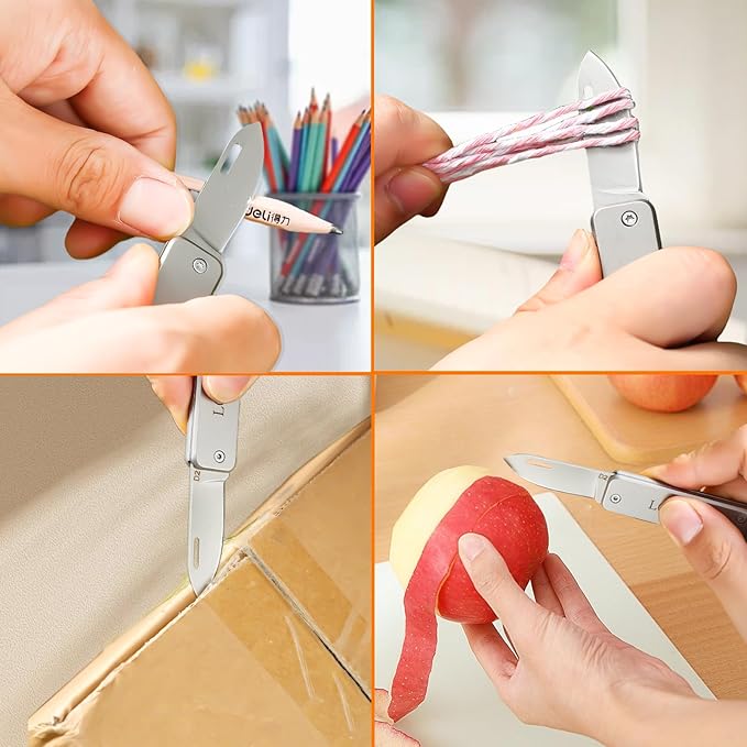 Stainless steel mini folding knife, portable key chain knife and small portable grindstone and