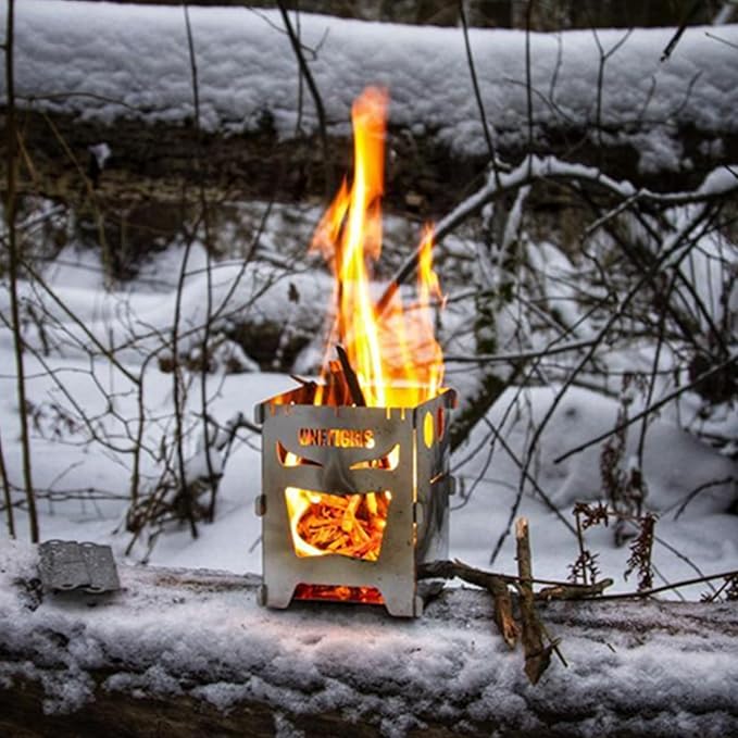 OneTigris Camping Backpacking Stove Portable Foldable Burning Wood Stove for Outdoor Hiking Picnic
