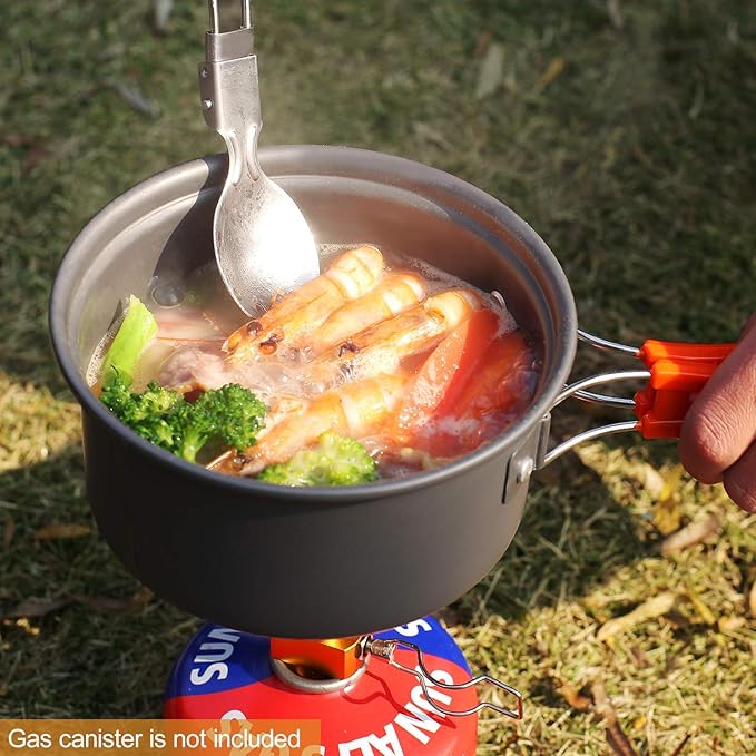 REDCAMP 6/10/11/12/14/15/19 PCS Camping Cookware Mess Kit Camping Gear Campfire Utensils