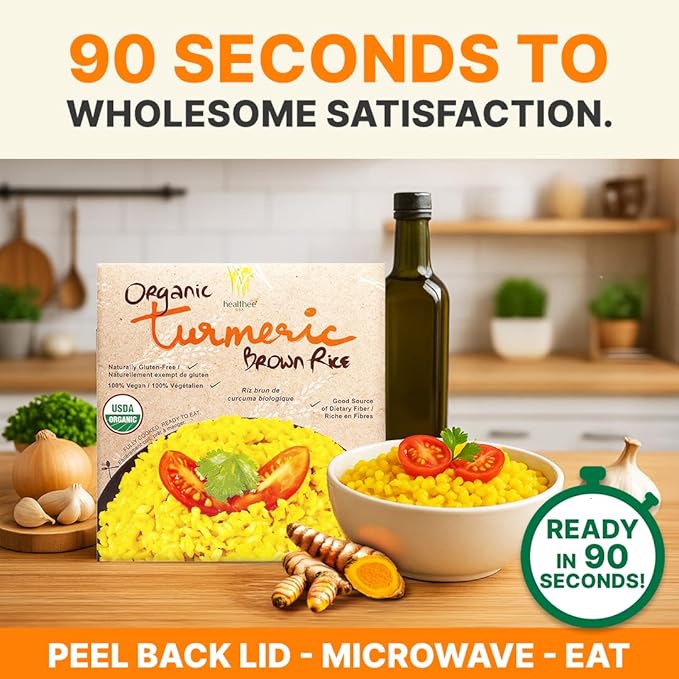 Healthee Organic Brown Rice, Gluten Free, Fully Cooked and Ready-to-Eat, USDA Certified Organic