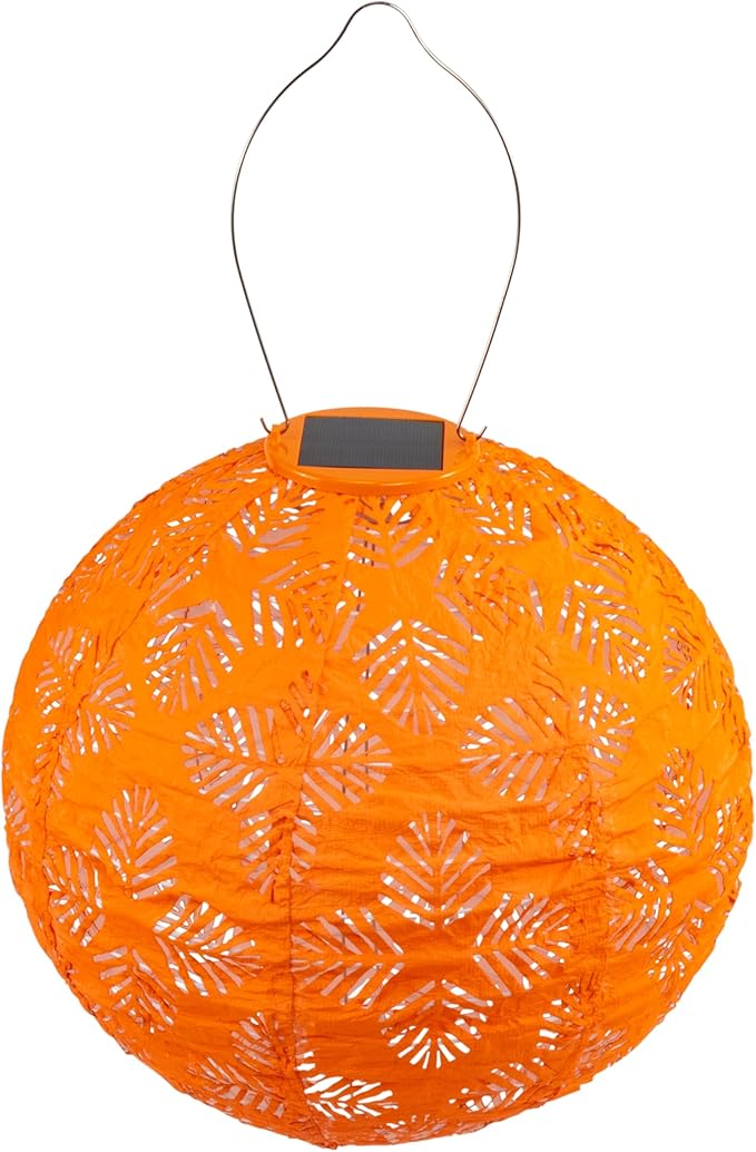 Allsop Soji Stella - Brights Geo Palm - 12" Outdoor Solar Lantern - Clementine