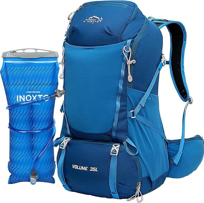 INOXTO 35L Hiking Backpack with 3Lwater bladder, Camping Backpack with Waterproof Rain Cover for