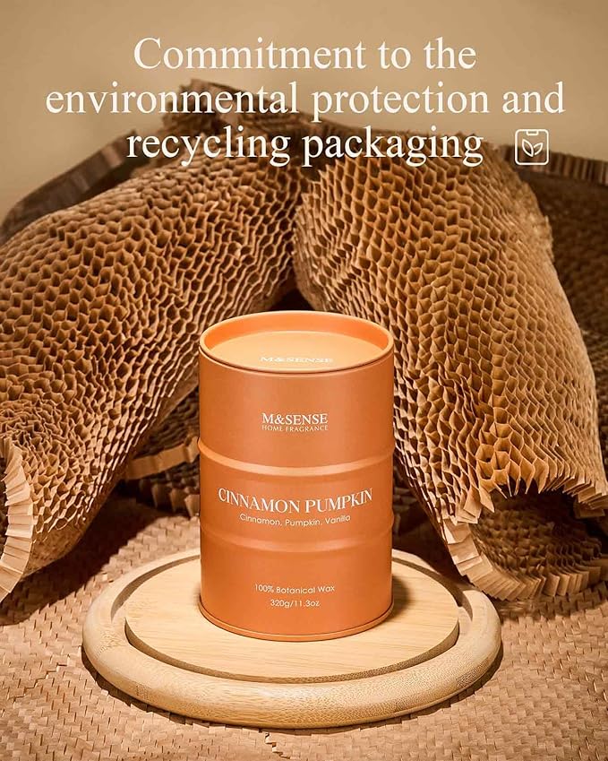 M&SENSE Cinnamon Pumpkin Scented Candles Natural Non Toxic, Aromatherapy Candle for Stress Relief