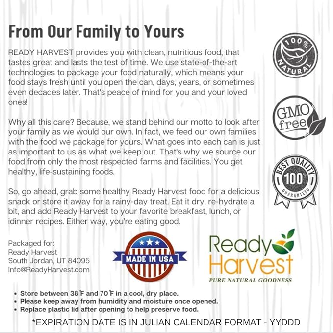 Ready Harvest Freeze Dried Food - Green Beans | Emergency Food | Camping Vegetables | #10 Can |
