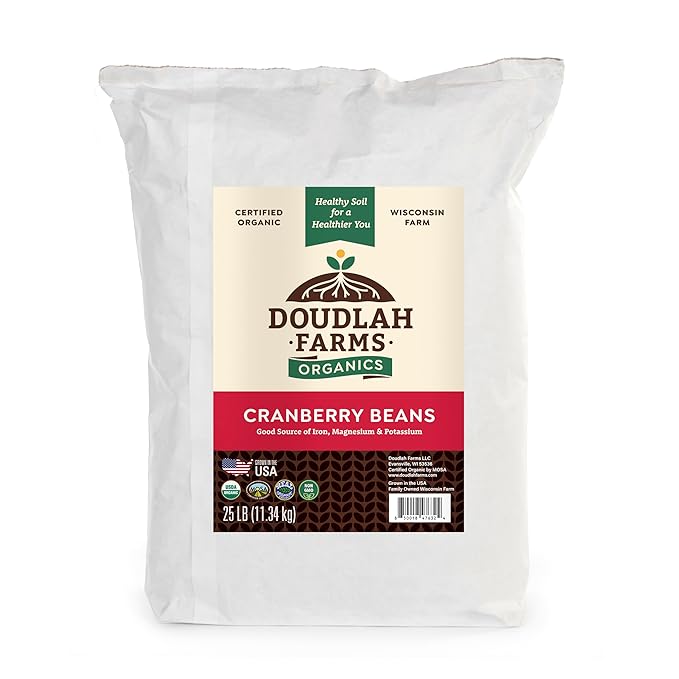 Organic Dried Cranberry Beans 25 lb Bulk - Non-GMO, USDA Organic, Farmed From Regenerative Soil