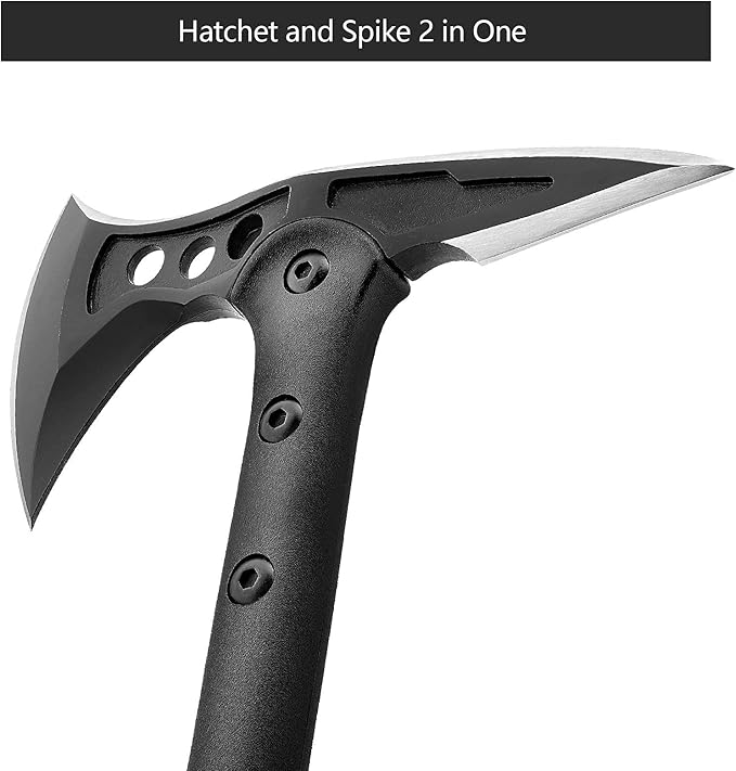 Camping Axe, Survival Throwing Hatchet with Sheath, Tactical Tomahawk with Spike, Nylon Fiber