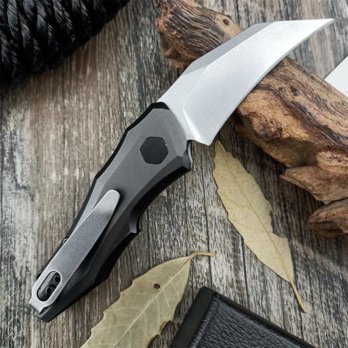 HUAAO Push Button Knife, Spring Assisted Opening, EDC Folding Pocket knives For Men,2.08 inch