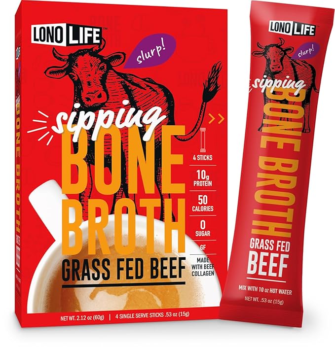 LonoLife Beef Bone Broth Powder Mix | Grass-Fed, 10g Protein | Collagen-Rich, Keto & Paleo Friendly