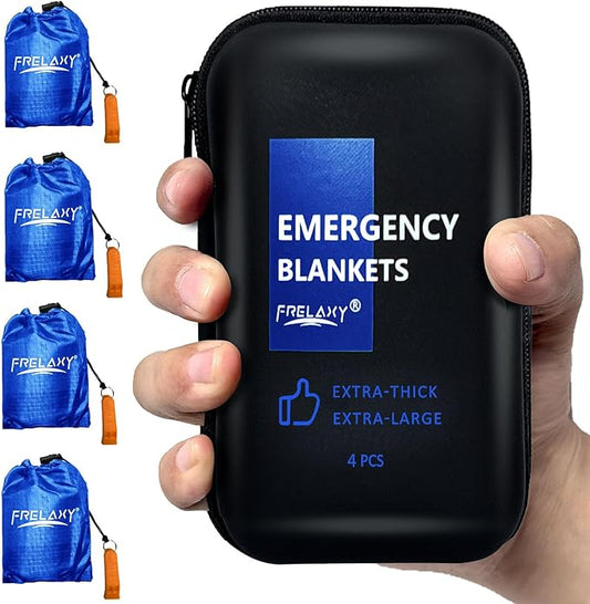 Frelaxy Emergency Blanket 2-Pack/4-Pack, Extra-Thick Extra-Large Space Blankets with Whistles