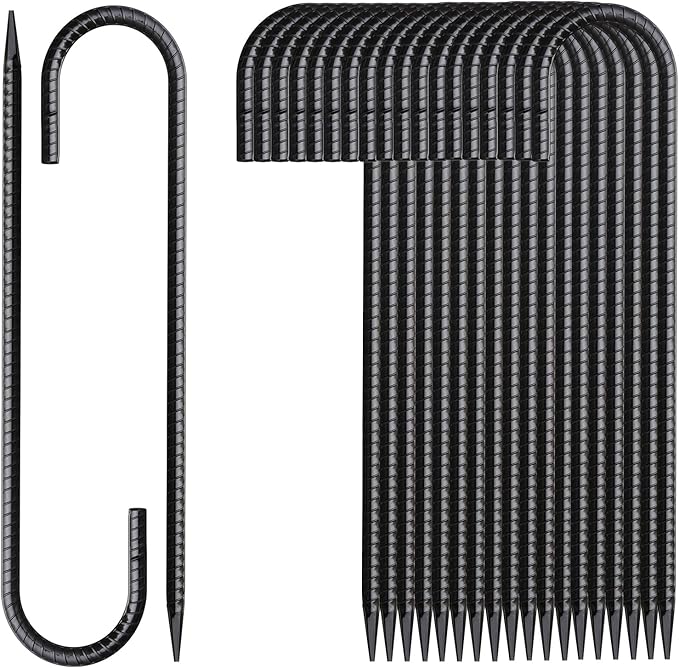 Rebar Stakes 16 Inch 20 Pack J Hook Ground Stakes Heavy Duty Tent Stakes Chain Link Fence Stakes