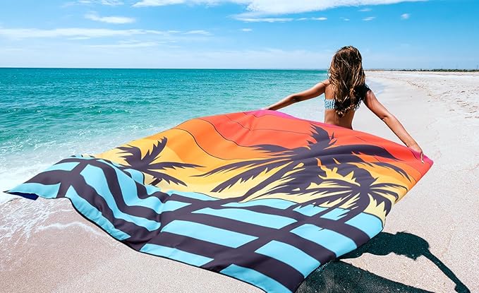 Beach Blanket Waterproof Sandproof Beach Mat 79" X 83"/10'x9'for 2-8 Adults Quick Drying Outdoor
