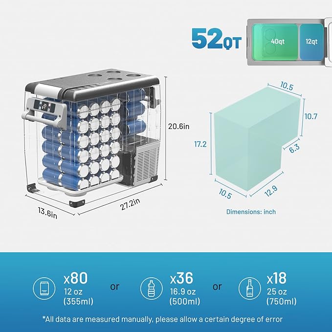 Alpicool CF55 Portable Freezer,12 Volt Refrigerator, 52 Quart (49.4 Liter) Fast Cooling 12V Car