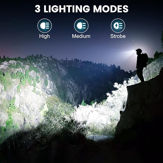 Headlamp Rechargeable 99,000LM Super Bright, 2pack LED Head Lamp with 3 Modes, 90°Adjustable Head