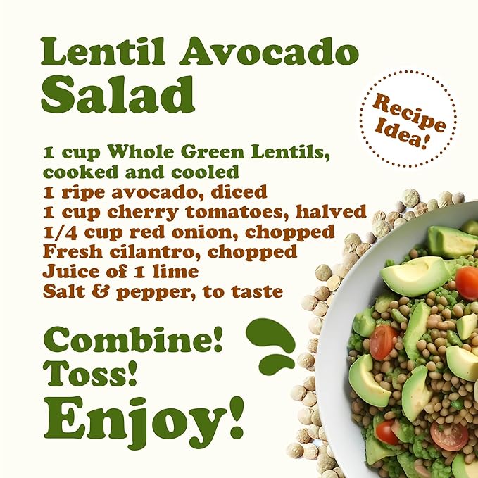 Food to Live - Whole Green Lentils, 2.5 Pound Dried Raw Lentils, Sproutable, Kosher, Vegan. Rich in
