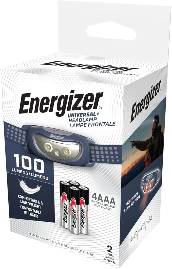 Energizer Universal Plus LED Headlamp, Lightweight Bright Headlamp for Outdoors, Camping and