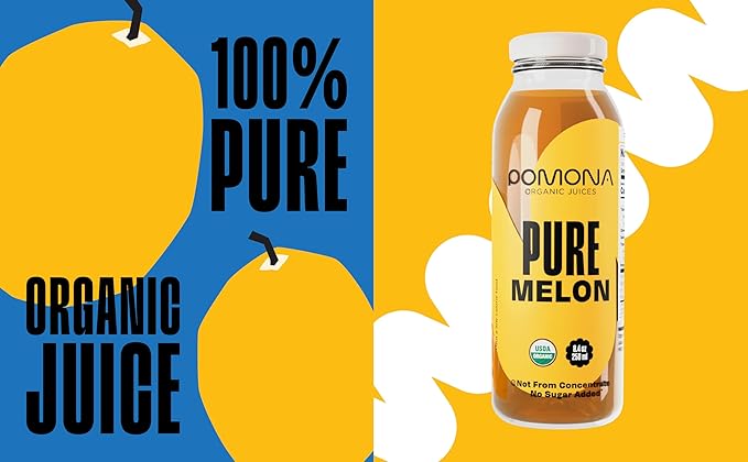 Pomona Organic Juices Pure Melon Juice, Cold Pressed Organic Juice, Non-GMO, No Sugar Added, Not