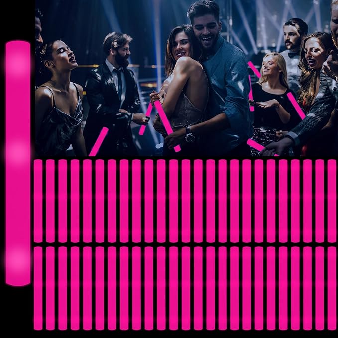 48Pack LED Glow Foam Sticks Bulk,Light Up Glow Sticks with 3 Flashing Modes,Glow Wands Party