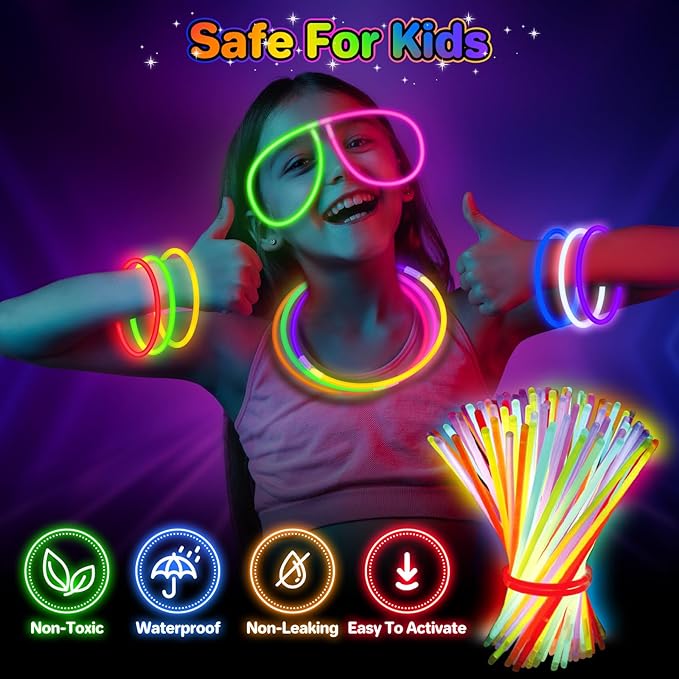 SpringFlower 500 Pcs Glow Sticks Bulk Party Supplies, Glow Sticks Bracelets for Party Favors