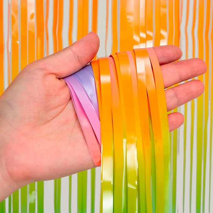 BRAVESHINE Colourful Tinsel Foil Fringe Curtains - 2Pcs 3.2x8.2ft Holidays Photo Booths Party