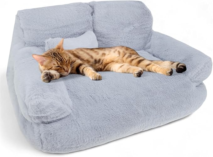 Cat Sofa, Pet Bed with Bolstered Edges, Extra Plush Sponge Padding, Cat Beds for Indoor with