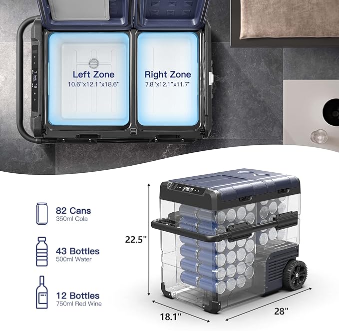 BODEGACOOLER 12 Volt Car Refrigerator,59 Quart (55L)12v Portable refrigerator,Car Fridge Freezer