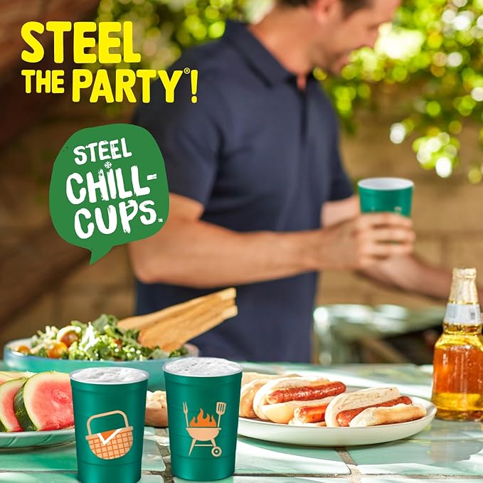 16 oz. Party Cup Summer BBQ Grill Picnic Design for Cold Drinks, Sturdy, Durable, Disposable