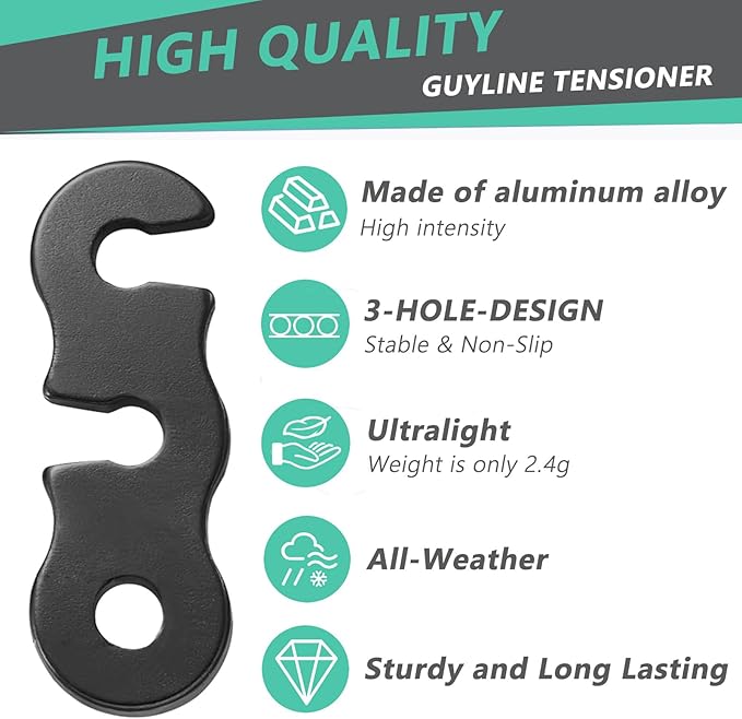 30Pcs Guyline Tensioner Aluminum Alloy Guy Line Cord Adjusters Tent Rope Tensioners Paracord