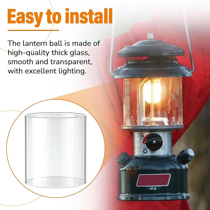 SUNJIKA Lantern Glass Globe for Coleman Fueled Lantern Replacement Globe Clear Straight for Lantern