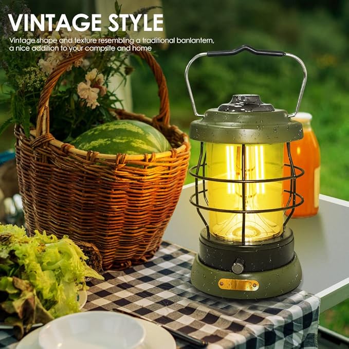 UniqueFire Rechargeable Camping Lantern 1500 High Lumens Hurricane Camp Light 2 Modes Portable