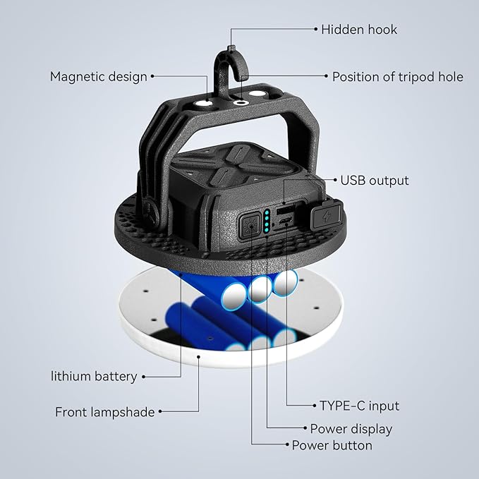 VAVOFO 4000LM 15,000mAh LED Camping Lantern Rechargeable, 3 Lighting Modes, 180LEDs ,Portable Tent