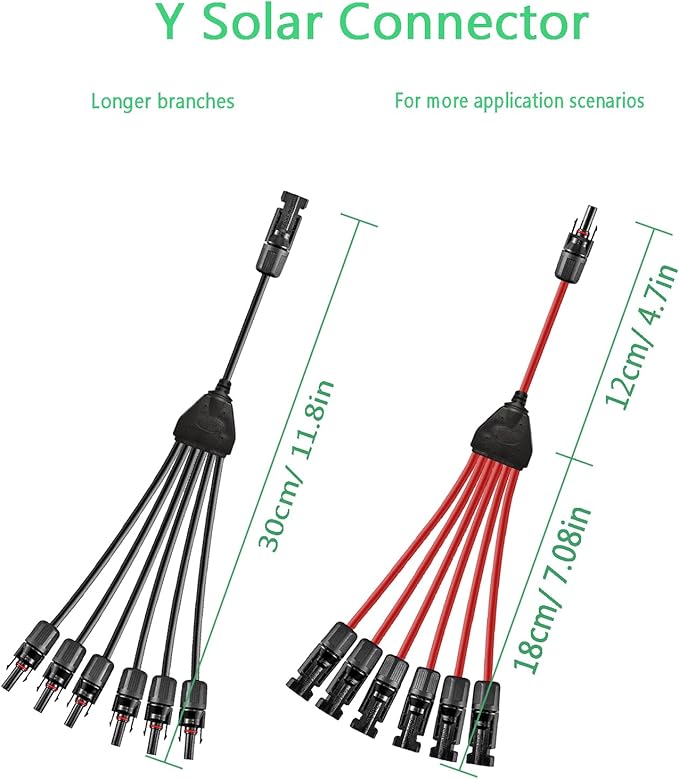 Y Solar Connector 1 to 6 Solar Y Branch Parallel Cable,Solar 1-6 Male Female Connector
