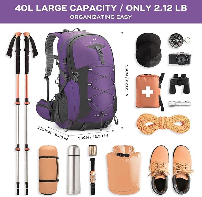 Maelstrom Hiking Backpack,Camping Backpack,40L Waterproof Hiking Daypack with Rain