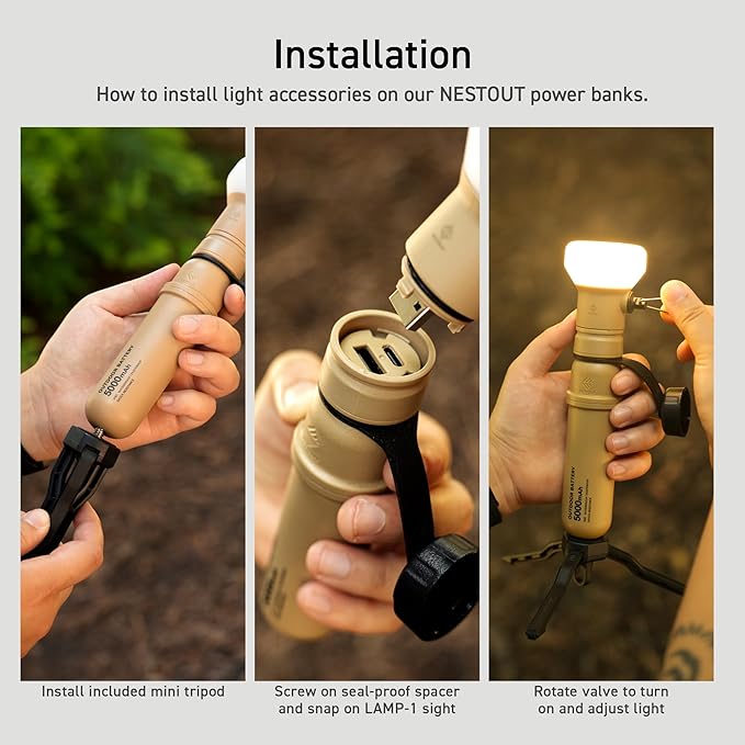 ELECOM NESTOUT Outdoor Camping LED Panel Flashlight w/ Mini Tripod, Dimmable USB Powered LED Light