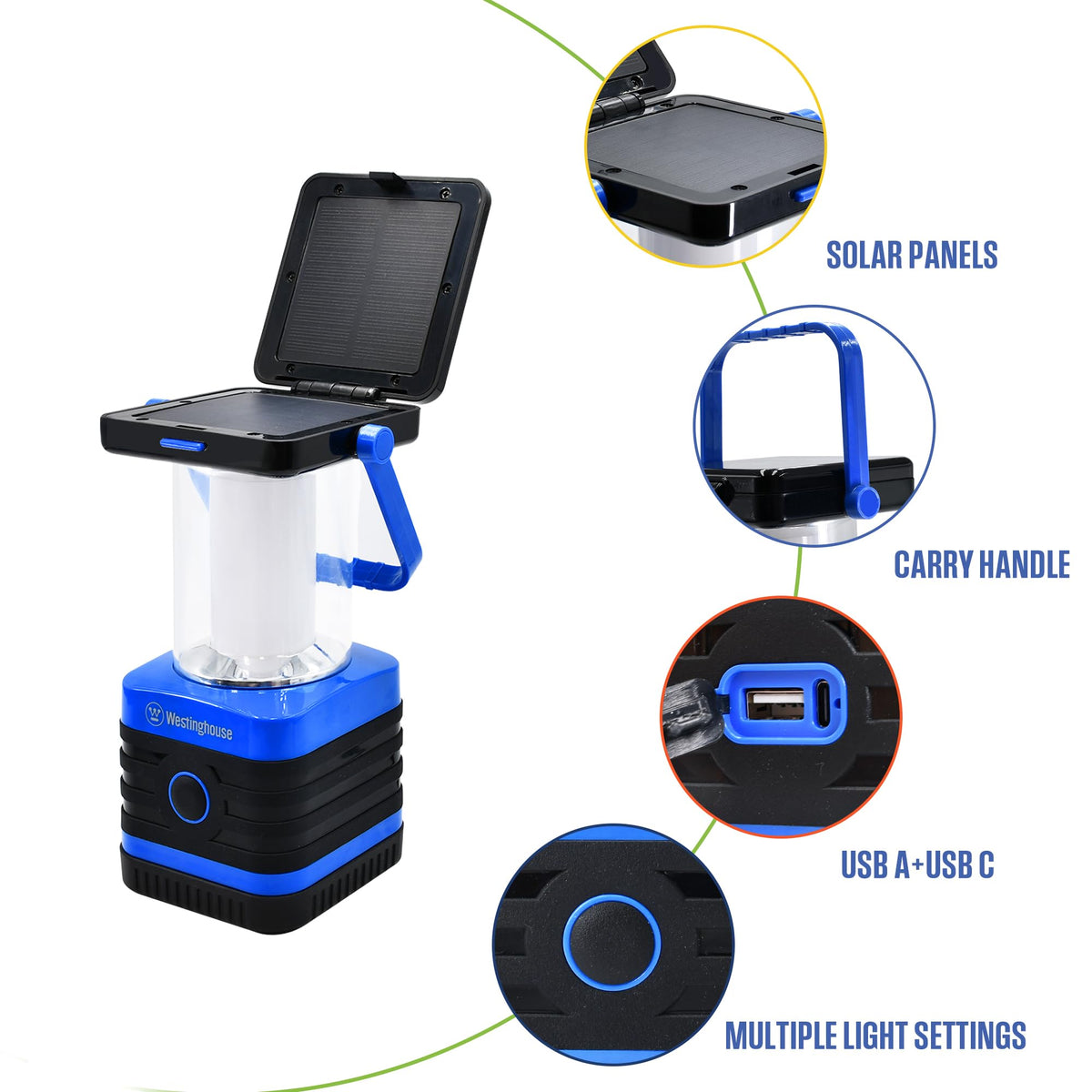 Westinghouse Camping Lantern - 1000 Lumen, Solar, Rechargeable, IPX4 - product view 7