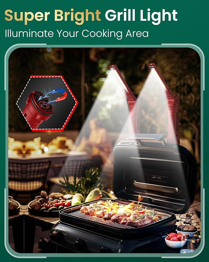 Coquimbo Tools Gifts for Men Dad Husband, Rechargeable LED Work Light Grill Accessories Magnetic