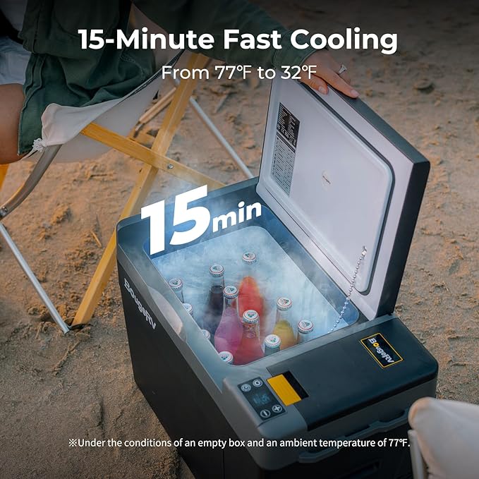 BougeRV 12 Volt Refrigerator, CRPRO 21 Quart 12V Car Fridge, Portable Freezer (-8℉~50℉), Compressor