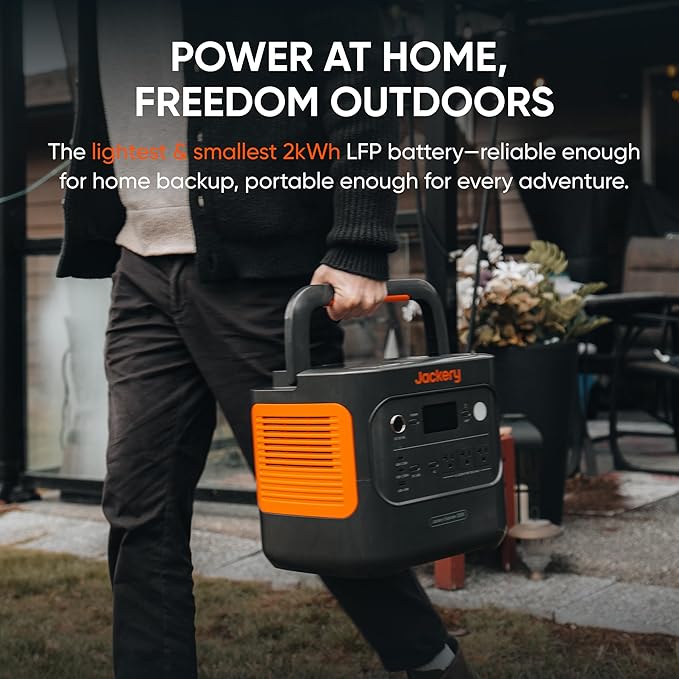 Jackery Explorer 2000 v2 Portable Power Station, 2042Wh LiFePO4 Home Backup Battery, 2200W Solar
