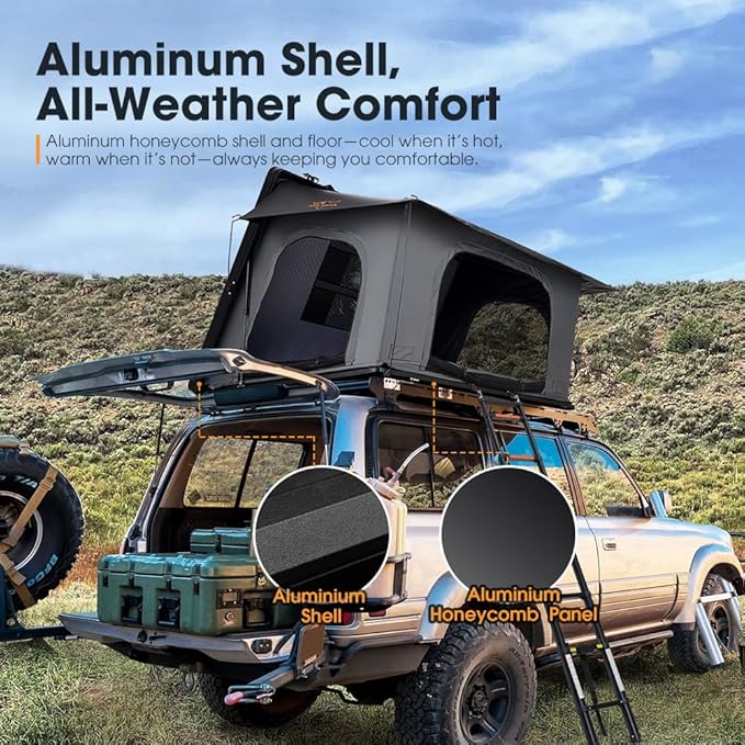 SanHima Rooftop Tent Hard Shell - Hotham Side Overland Aluminium Roof Top Tent Side-Open Design